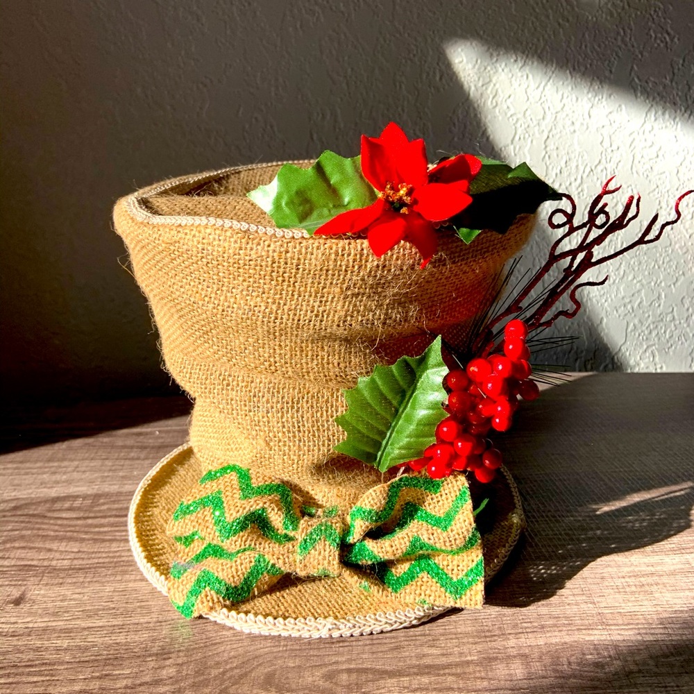 Christmas Burlap Hat Decoration